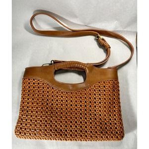 Anthropologie Woven Straw Cutout Handbag
